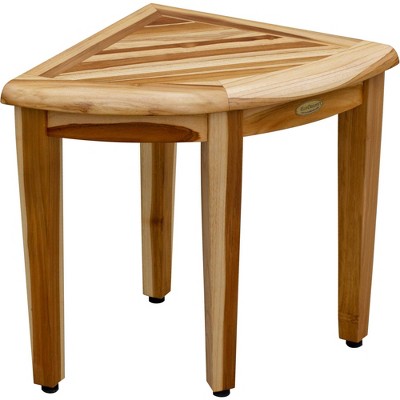 EcoDecors 18" Teak Corner Shower Bench with Adjustable Feet