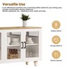 Farmhouse TV Stand with Glass Doors and 5 Solid Wood Legs, Rustic Sideboard Buffet Cabinet for TVs Up to 70 Inch with Adjustable Shelves - 3 of 4