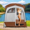 Costway 2 Room Shower Tent Oversize Privacy Shelter Portable Dressing Toilet Outdoor Gray/Blue/Brown - 2 of 4