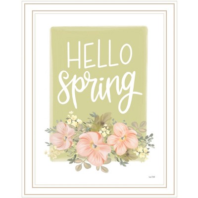 HomeRoots Hello Spring Floral White Framed Print Wall Art