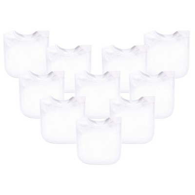 Hudson Baby Infant Unisex Rayon from Bamboo Terry Bibs, White, One Size