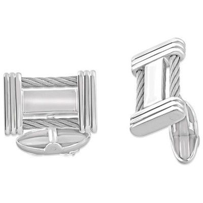 Pompeii3 Men's Stainless Steel Double Wired Polished 11mm Cufflink