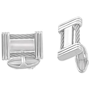 Pompeii3 Men's Stainless Steel Double Wired Polished 11mm Cufflink - 1 of 3