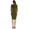 Women's Sweatshirt Dress 3/4 Sleeve Hoodie with Front Pocket Knee Length Slim Fit Pullover Hoodie Dress - 2 of 4