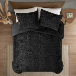 Madison Park 3pc King/California King Dakota Ruched Fur Down Alternative Comforter Set Black