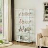 4-Tier Tempered Glass Display Cabinet with Lock & Wheels, Freestanding Storage Cabinet with Acrylic Shelves - ModernLuxe - 2 of 4