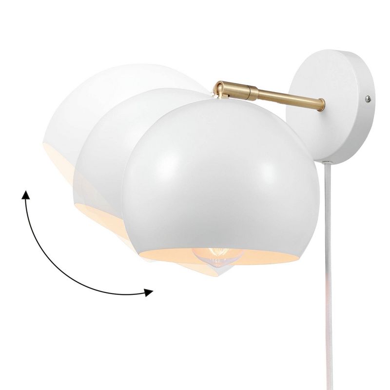Molly 1-Light Matte White Plug-In or Hardwire Wall Sconce with Matte Brass Accent Arm - Globe Electric, 3 of 10