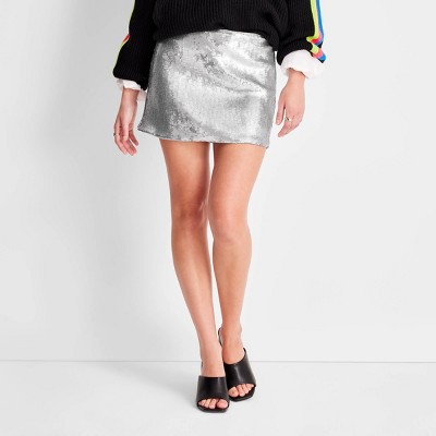 Women's Sequin A-Line Mini Skirt - Future Collective™ with Kahlana Barfield Brown Silver