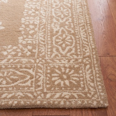 Beige and White Hand-Tufted Wool 8' x 10' Area Rug