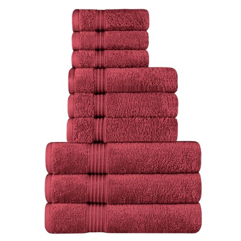 Premium Cotton Heavyweight Plush Highly-absorbent Luxury Hand Towel Set,  Burgundy - Blue Nile Mills : Target