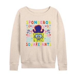 Women's - Spongebob Squarepants - Spongebob: The Search For Squarepants Underworld Lightweight French Terry Wide Neck Long Sleeve Graphic Shirt - 1 of 4