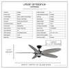 Urban Ambiance Luxury Urban Loft Ceiling Fan 14.25''H x 60''W,  Midnight Black Finish,  Brisbane Collection, UHP9262 - 3 of 4