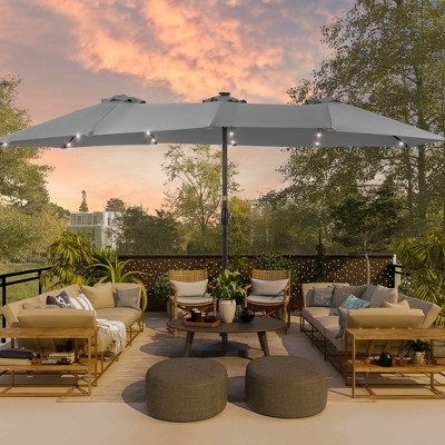 Sonkuki 15x9ft LED Double-Sided Patio Market Umbrella Aluminum Large Canopy