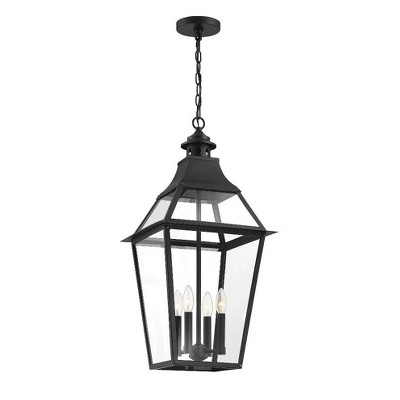 Jackson Matte Black and Gold 4-Light Outdoor Hanging Lantern
