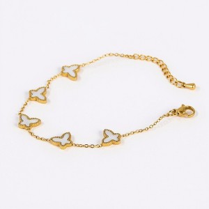 Anna-Kaci Women’s Butterfly Charm Bracelet with Delicate Linked Motifs and Polished Metal Accents - Gold - 1 of 4