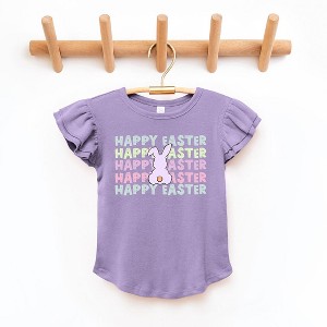The Juniper Shop Pastel Happy Easter Stacked Toddler Flutter Sleeve Tee - 1 of 2