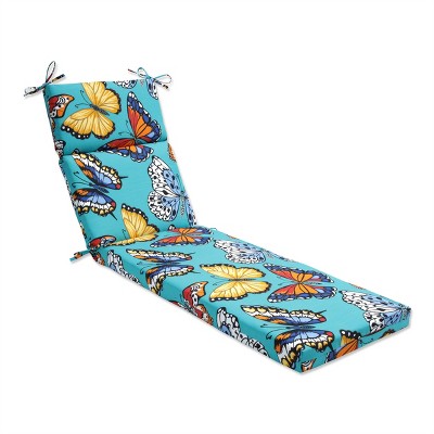 Pillow Perfect 72.5" x 21" Butterfly Garden Outdoor/Indoor Chaise Lounge Cushion Turquoise