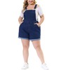 Agnes Orinda Women's Plus Size Adjustable Strap Pocket Roll Hem Denim Overall Jean Shorts - 2 of 4