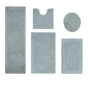 Edge Bath Rug 100% Premium Cotton Ultra-Soft Water Absorbent Tufted Solid Reversible 5 Piece Bathroom Rug Set for Machine Washable Bathmat - 1 of 4