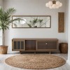 HDZNVF Mid-Century Modern Style 2 In 1 Pet Friendly Walnut TV Stand Cat House With Sliding Glass Door Flip-Down - 3 of 4