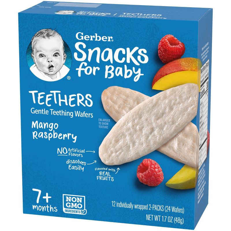 Gerber Teether Mango Raspberry Baby Snacks - 1.7oz/12pk Each, 4 of 10