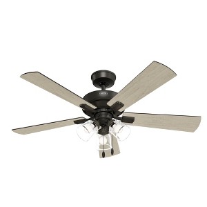 Hunter 52" Crestfield Lighted Ceiling Fan Noble Bronze with Bleached Grey Pine Blades and Clear Glass Light Kit - 1 of 1