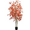 Artificial Maple Tree, Large Faux Autumn Maple with Plastic Pot - Lifelike Silk Fall Decor for Home, Thanksgiving, Living Room, Party (4Ft/5Ft/6Ft) - 2 of 4