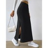 Coolmee Womens Knit Maxi Skirts CasualHigh Waisted Long Skirt with Side High Slit Elegant Work Office Skirts - 4 of 4