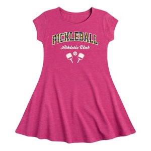 Girls' - Instant Message - Pickleball Athletic Club Fit & Flair Cap Sleeve Graphic Dress - 1 of 4