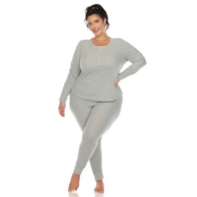 White Mark Plus Size Waffle Pajama Set
