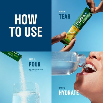 Liquid I.V. Sugar Free Energy Multiplier - Strawberry Kiwi - 3ct: Powdered Electrolyte Drinks, Caffeinated
