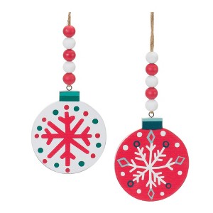 Melrose Wood Beaded Snowflake Ornament (Set of 12) - 1 of 4