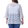 Agnes Orinda Women's Plus Size Casual Open Front 3/4 Sleeve Sheer Lace Cardigan - 4 of 4