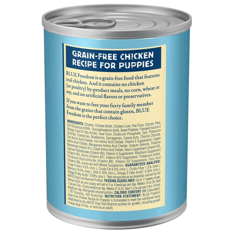 Blue Buffalo Freedom Grain Free Wet Dog Food Chicken Recipe Puppy - 12.5oz/12ct Pack, 4 of 7