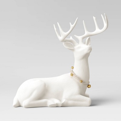 Large White Flocked Sitting Deer - Threshold™