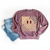 Simply Sage Market Fall Checkered Smiley Sweatshirt - 2XL - Heather Maroon - 2 of 4