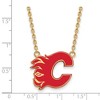 Black Bow Jewelry 14k Yellow Gold Plated Sterling Silver Calgary Flames NHL Necklace 18 Inch - 2 of 4