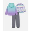 Deux par Deux Girl 3-In-1 Mid-Season Outerwear Set Turquoise and Mauve Gradient - 3 of 4