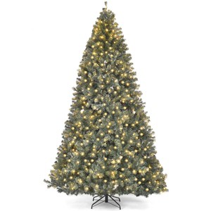 Tangkula 9'LED Lights Pre-lit Artificial Christmas Tree PVC Hinged Branches w/ 700 Warm White Lights - 1 of 4