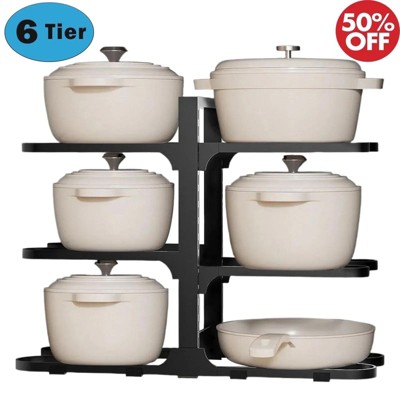 DOMETOUR Pan Organizer, Stainless Steel Pan Organizer Rack Cookware, Heavy-duty Pan Rack Kitchen Storage