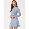 INSPIRE CHIC Women's Regular Fit Faux Suede Crew Neck Long Sleeve Ruffled Hem Mini Dress - 2 of 4