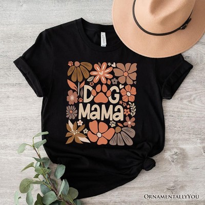 Dog Mama Boho Floral T-Shirt, White and Black Tee for Proud and Stylish Pet Lovers| OrnamentallyYou