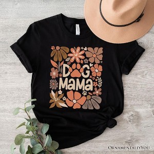 Dog Mama Boho Floral T-Shirt, White and Black Tee for Proud and Stylish Pet Lovers| OrnamentallyYou - 1 of 4