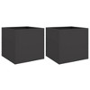 Aghana Digitals 2-Piece Square Matte Black Metal Steel Planters, Indoor/Outdoor Durable Cold-Rolled - 2 of 4