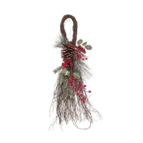 Transpac Natural Material 26 in. Green Christmas Berry Pinecone Drop - image 1 of 2