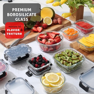 EATEX 12-Pack Clear Glass Meal Prep Containers with Lids