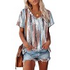 Women's Tops 2025 V Neck Short Sleeve T Shirts Trendy Dressy Vacation Outfits Printed Casual Blouse - 2 of 4