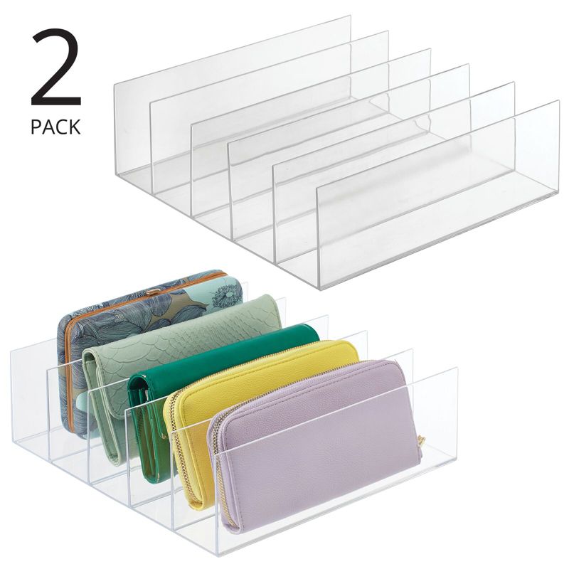 mDesign Plastic Divided Purse Storage Organizer for Closets, 2 of 10