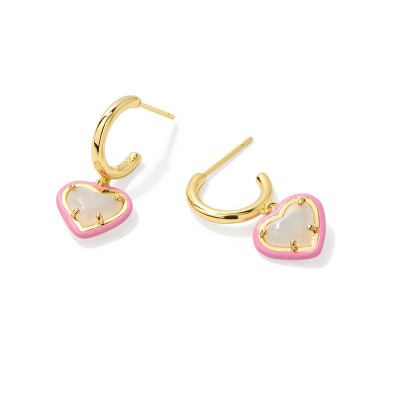 Kendra Scott Valentine's Day Anna Enamel Hoop Earrings - Gold/White Opalite Glass/Pink Enamel