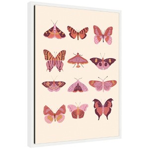 Kate & Laurel All Things Decor 18"x24" Sylvie Vintage Retro Boho Butterflies Framed Canvas by Honey Island Studio White - 1 of 4